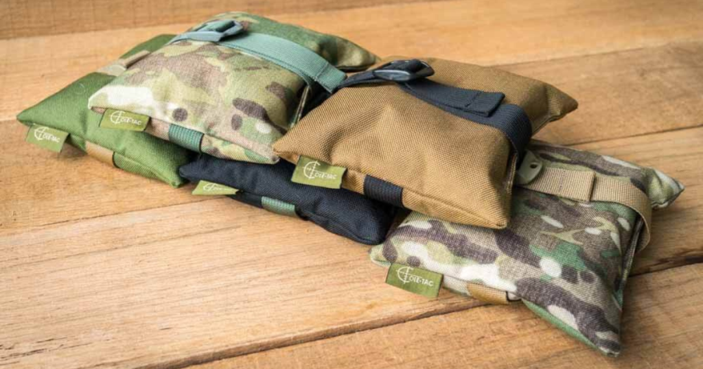 Several Cole-TAC shooting bags piled on each other.